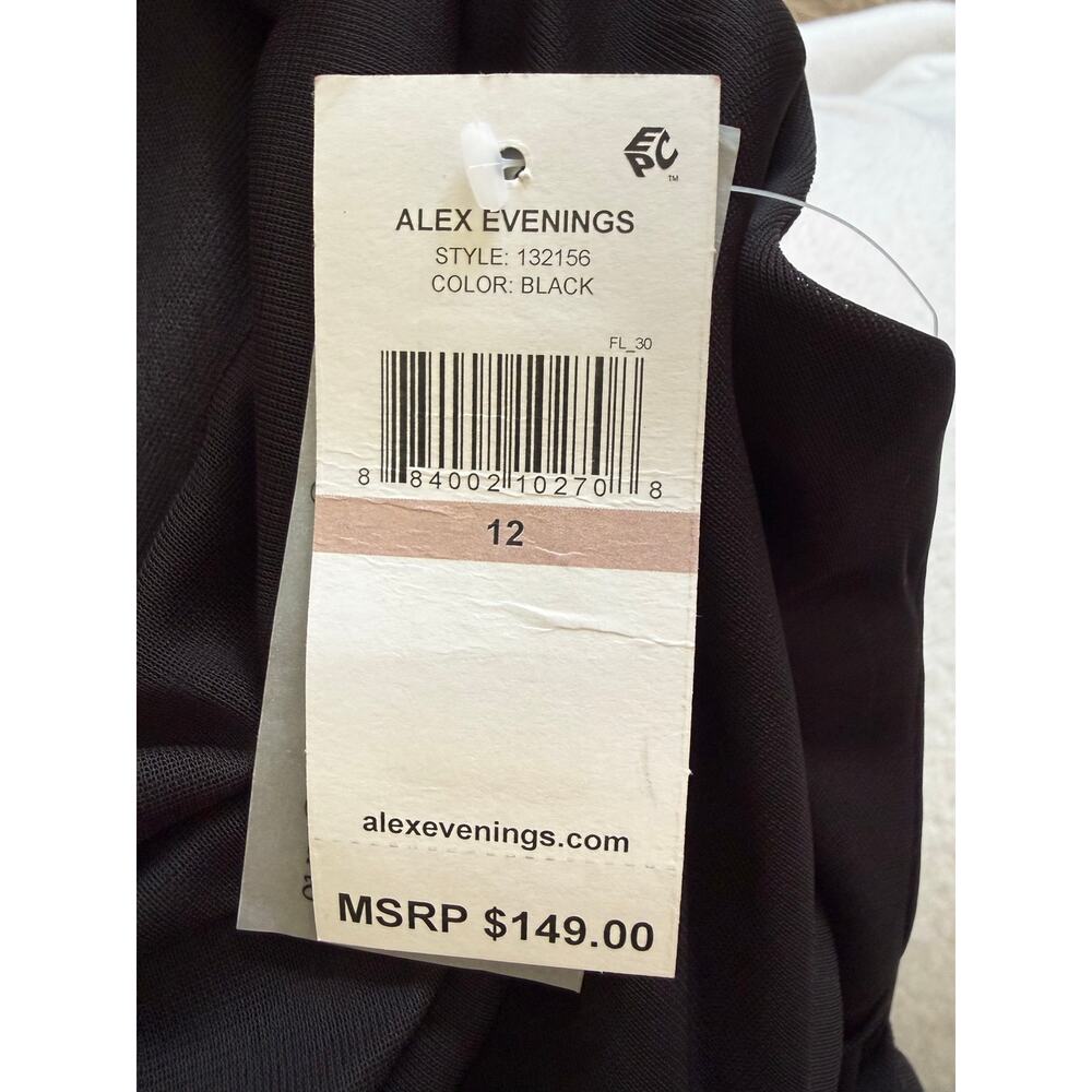 Alex Evenings Draped Neck Cap Sleeve Gown, Black, Size 12 - NEW with tags! - Picture 6 of 9